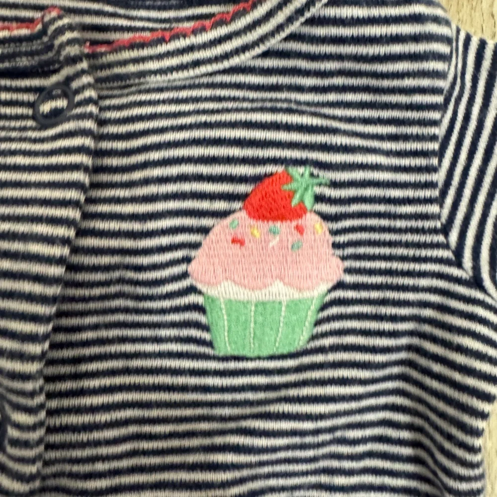 Striped Kids One Piece with Cupcake Design